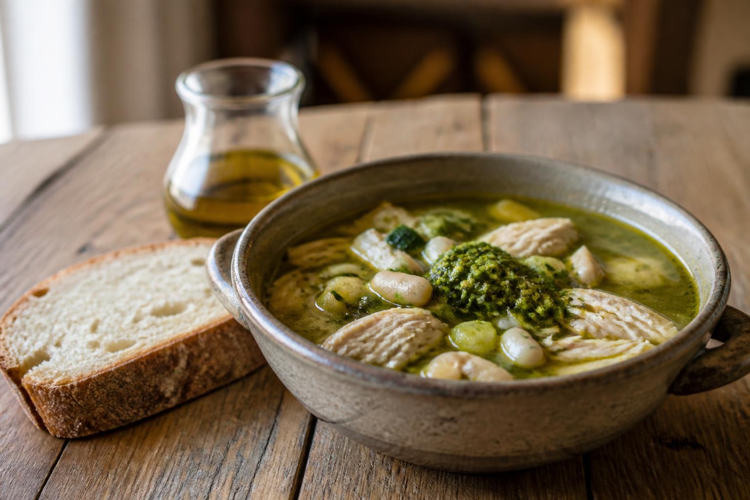 découvrez la recette de la soupe au pistou et poulet, un plat maison simple et savoureux qui réchauffe le cœur et les papilles.