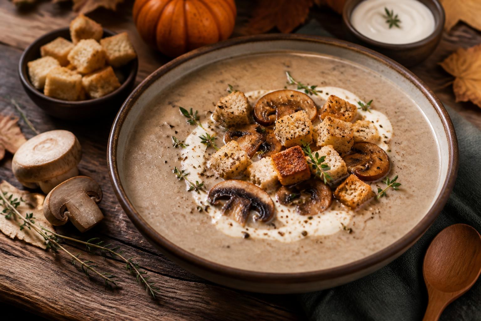 découvrez notre recette de velouté express aux champignons, crémeux et facile à préparer pour un repas rapide et savoureux.