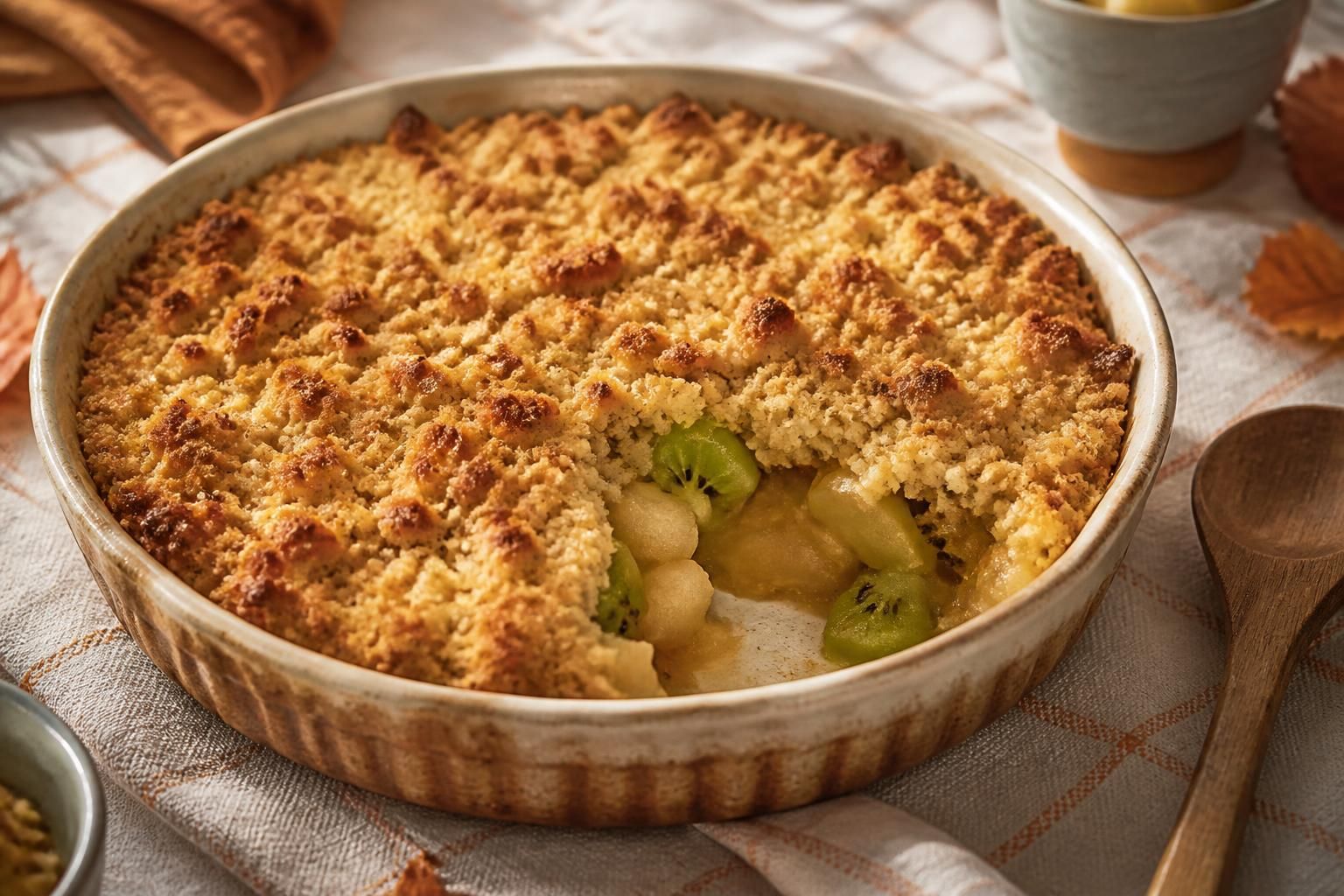 découvrez notre recette facile et gourmande de crumble maison pommes-kiwis, un dessert délicieux à préparer en toute simplicité pour régaler toute la famille.
