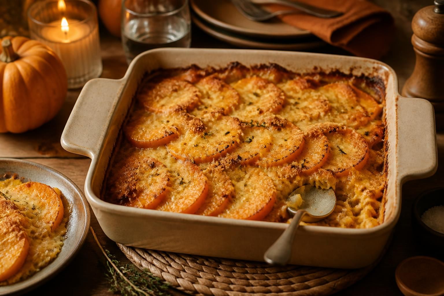 découvrez notre recette facile et gourmande de gratin de butternut, parfaite pour réchauffer vos soirées d'automne avec saveur et simplicité.