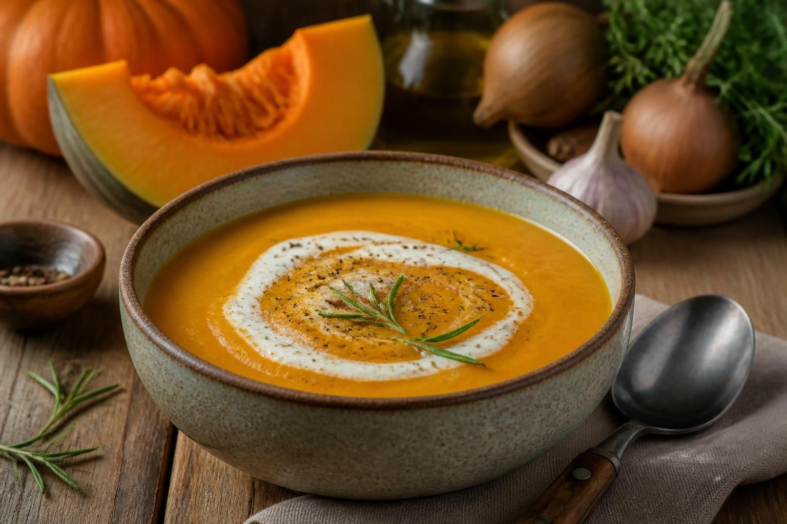 découvrez notre recette facile de soupe citrouille, soja et romarin, un plat savoureux et réconfortant parfait pour les soirées d'automne.