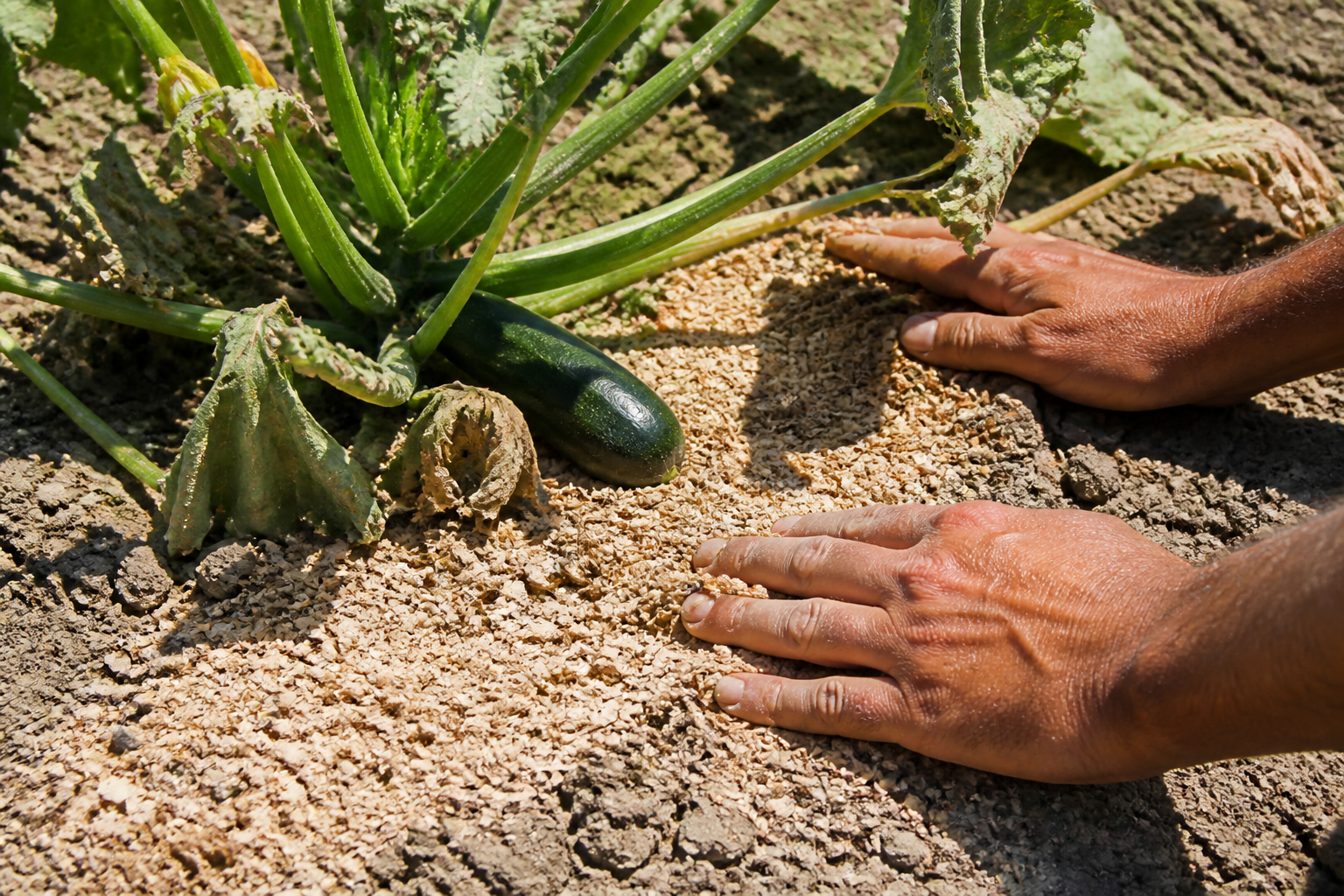 Arroser les courgettes en période de canicule : l'astuce du paillage