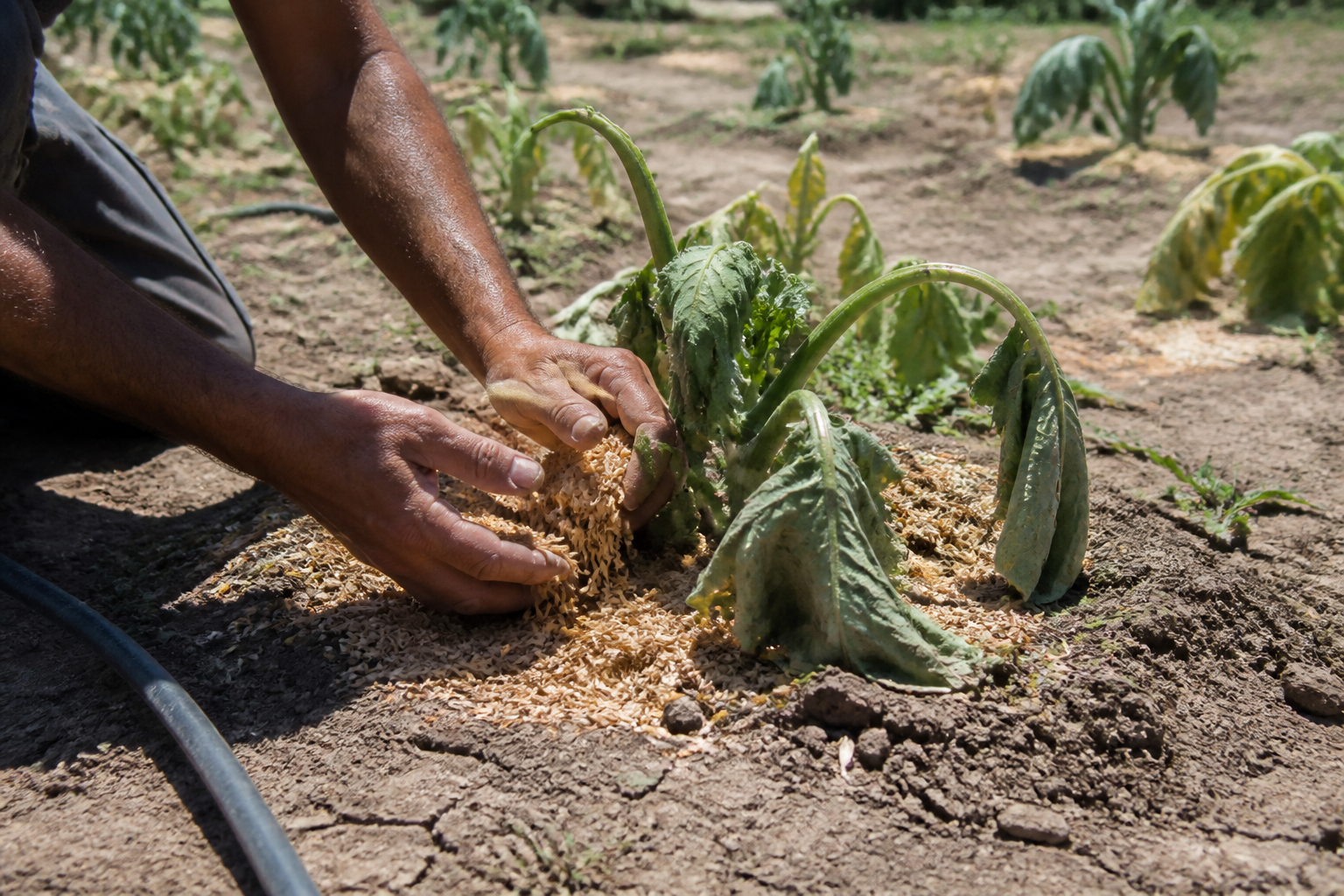 Arroser les courgettes en période de canicule : l'astuce du paillage