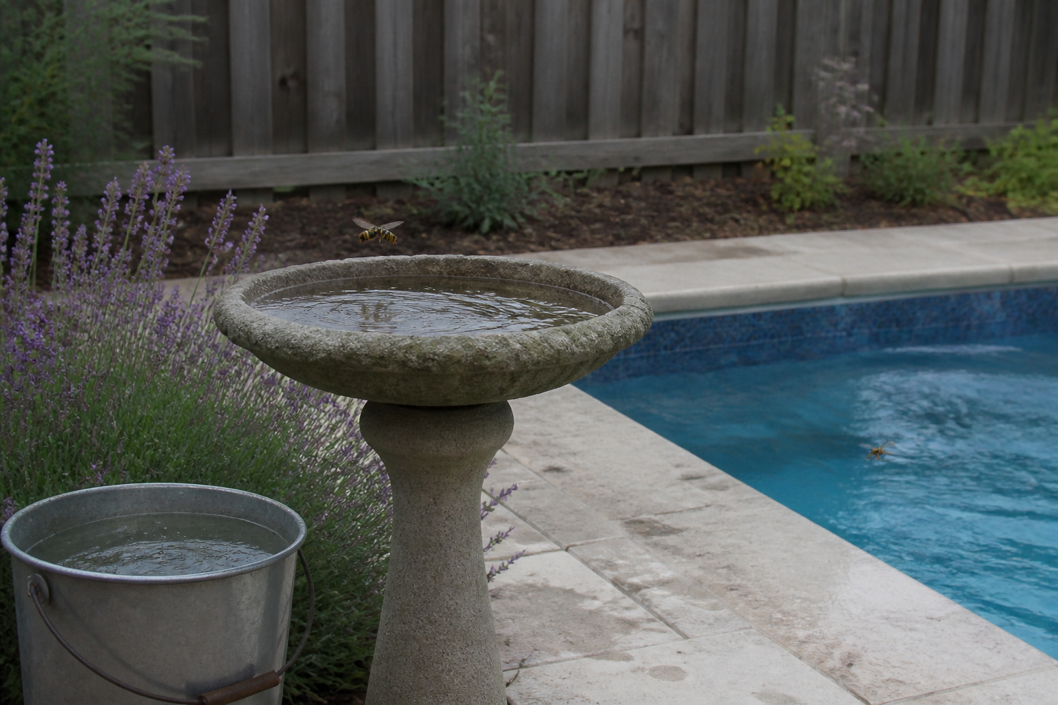 Coupelle d'eau au jardin : pourquoi elle attire les frelons vers la piscine