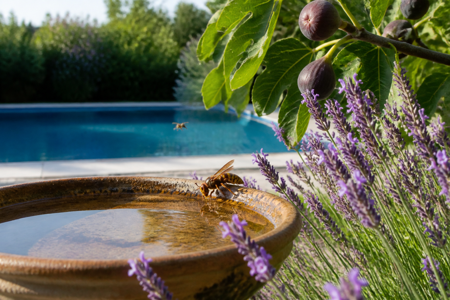 Coupelle d'eau au jardin : pourquoi elle attire les frelons vers la piscine