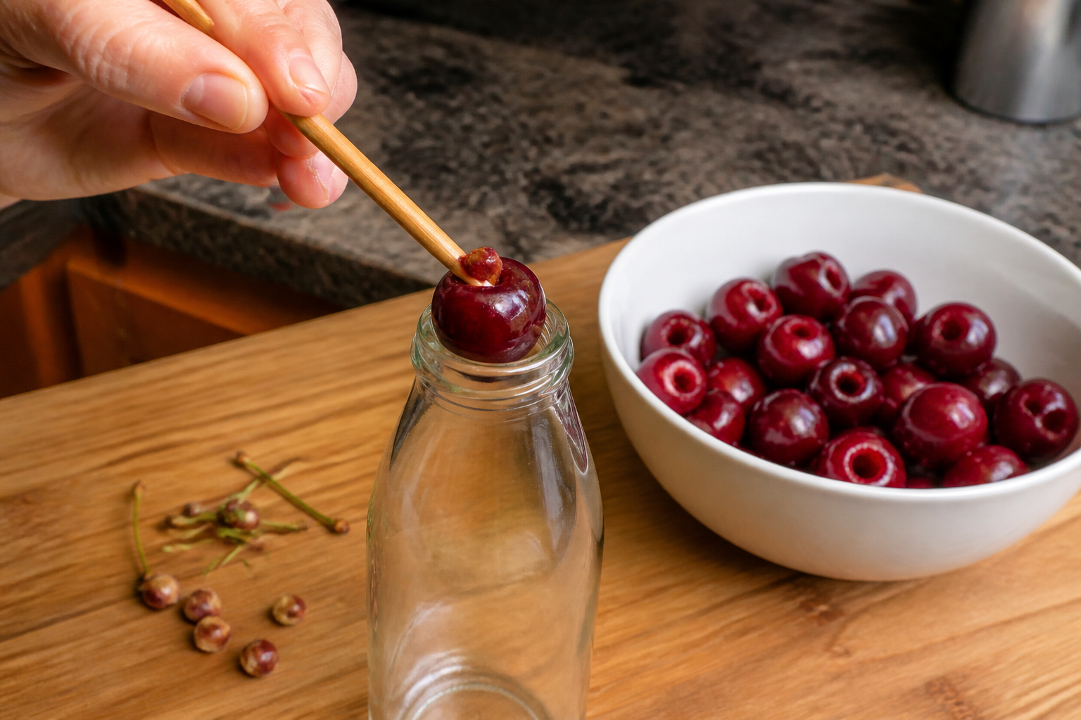 Dénoyauter des cerises sans effort : l'astuce bouteille