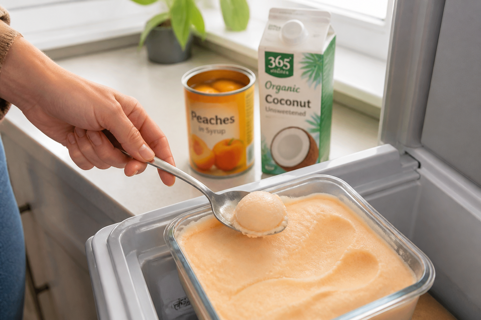 Sorbet express lait de coco-pêches : 3 ingrédients suffisent