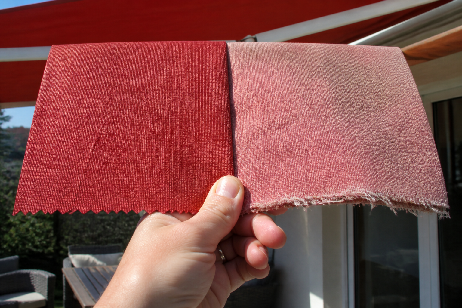 Toile de store banne : acrylique ou polyester, laquelle dure le plus ?