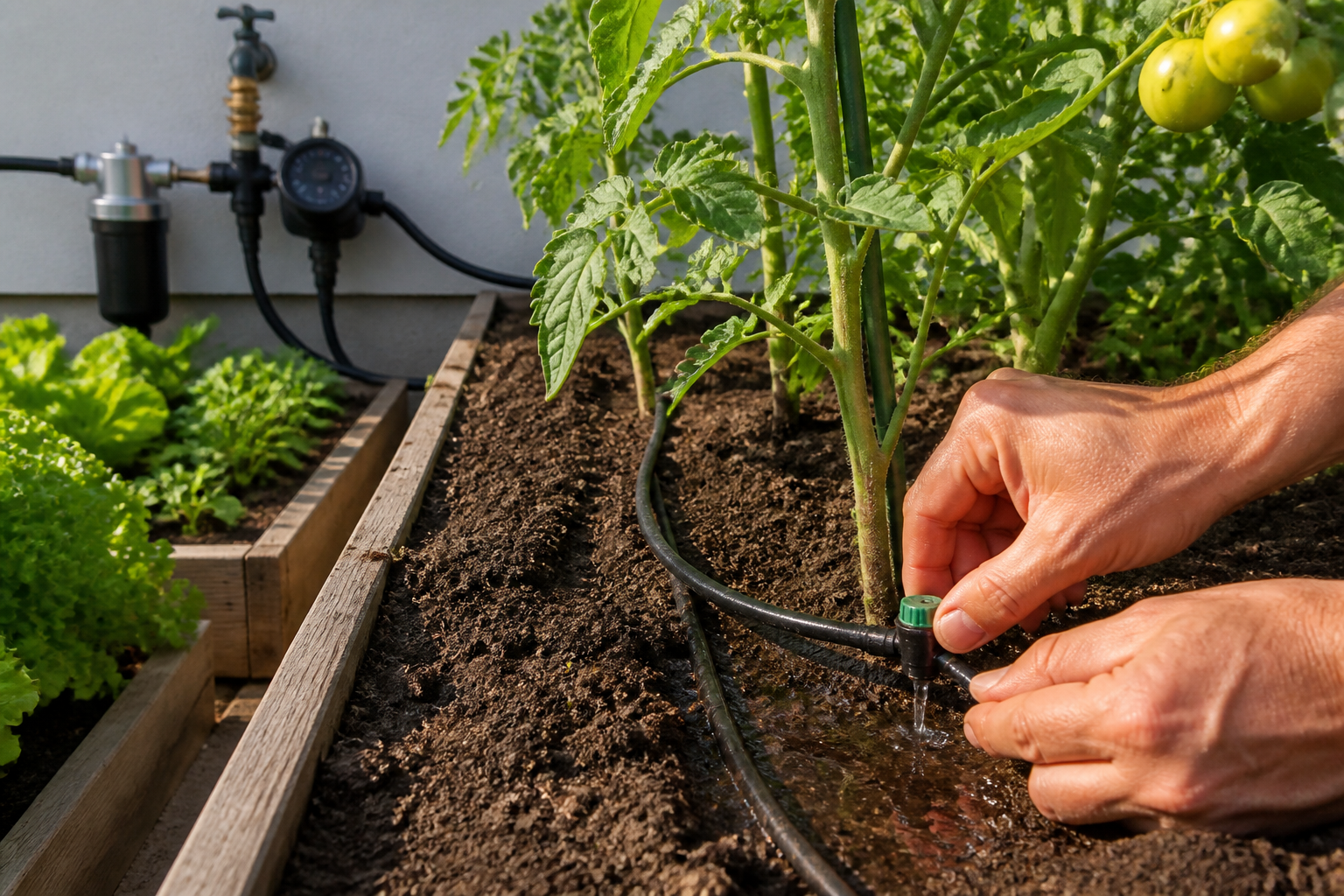 Arrosage goutte-à-goutte au potager : installation et réglages utiles