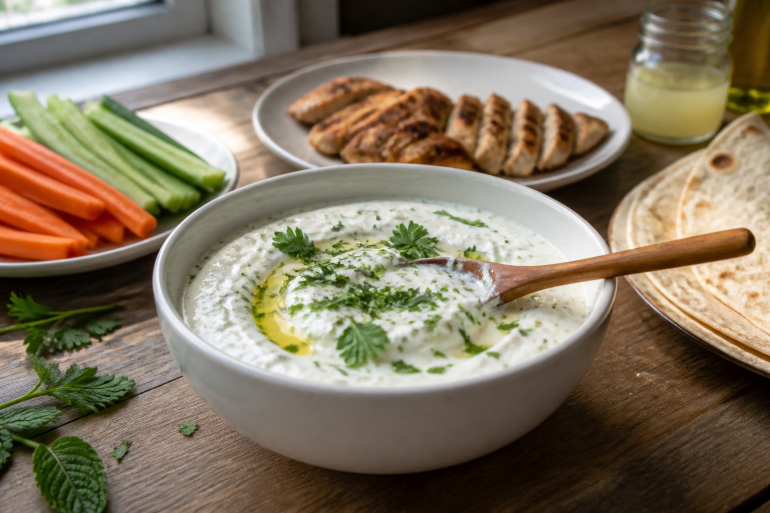Sauce yaourt maison : la base fraîche pour crudités, viandes et wraps